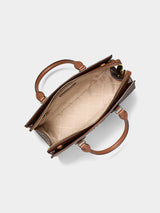 Michael Kors Sheila Medium Two-Tone Metallic Signature Logo Satchel - Brown Multi