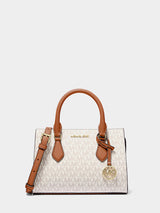 Michael Kors Sheila Small Signature Logo Satchel - Vanilla