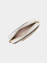 Michael Kors Jet Set Signature Large East West Zip Chain Crossbody - Vanilla