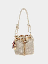 Aldo Marveloo Small Rhinestone Chain Drawstring Bucket Bag - Gold