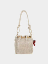 Aldo Marveloo Small Rhinestone Chain Drawstring Bucket Bag - Gold