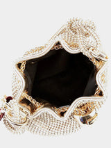 Aldo Marveloo Small Rhinestone Chain Drawstring Bucket Bag - Gold
