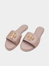 Tory Burch Everly Slide Royal Suede - Posy Pink/Crystal Gold