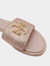 Tory Burch Everly Slide Royal Suede - Posy Pink/Crystal Gold