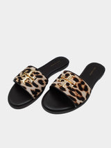 Tory Burch Everly Slide Baby Hair Calf  - Leopard