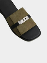 Hermes Gabriel Sandal - Vert Toundra / Noir