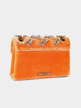 Kurt Geiger London Mini Velvet Kensington Bag - Orange