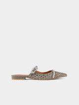 Kurt Geiger London Strass Buckle Flat Mule - Beige Combination