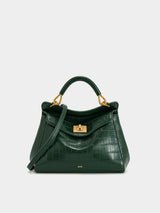 JW Pei Lucia Classic Top Handbag - Green Croc