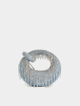 JW Pei Abacus Denim Artificial Crystal Mini Top Handle Bag - Blue