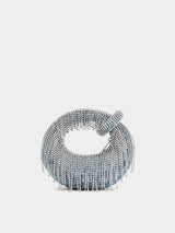 JW Pei Abacus Denim Artificial Crystal Mini Top Handle Bag - Blue
