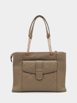 Anna Field Quilted Faux Leather Shoulder Tote Bag - Taupe