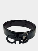 Salvatore Ferragamo T.Moro Black Buckle Belt - Black / Brown