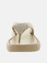 INC Essily Rhinestone Slip On Flatform Sandals - Nude Bling