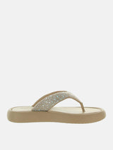 INC Essily Rhinestone Slip On Flatform Sandals - Nude Bling