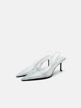 Zara Rhinestone Heeled Shoes - Silver (Defected)