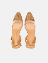 Zara Block Heel Vinyl Toe Slingbacks - Brown