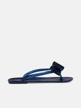 INC Madena Round Toe Slip On Thong Sandals With Bow - Navy