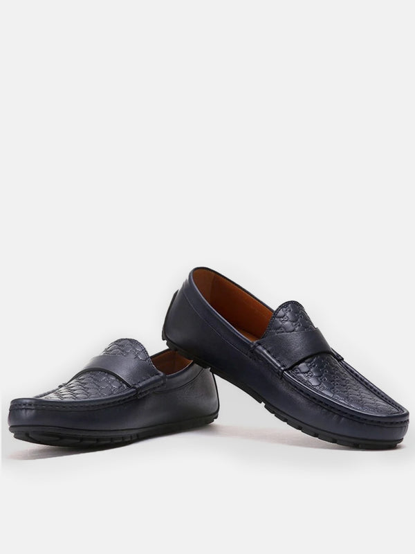 Gucci Mocca Logo Monogram Loafers - Black