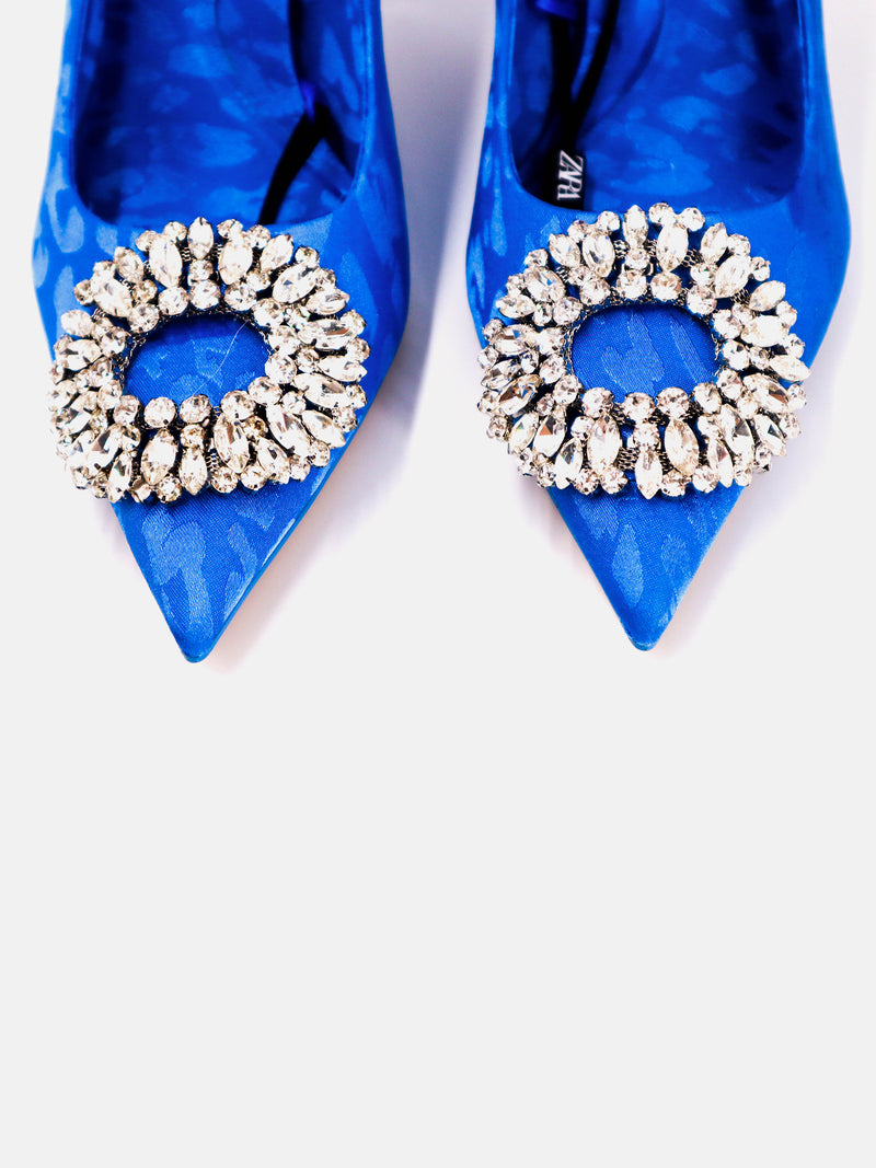 Zara Heel Shoes With Decorative Detail - Blue