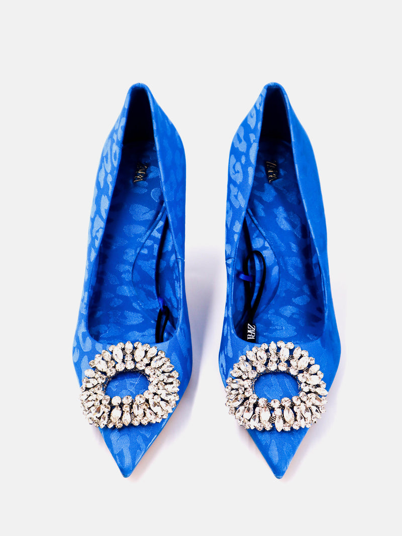 Zara Heel Shoes With Decorative Detail - Blue