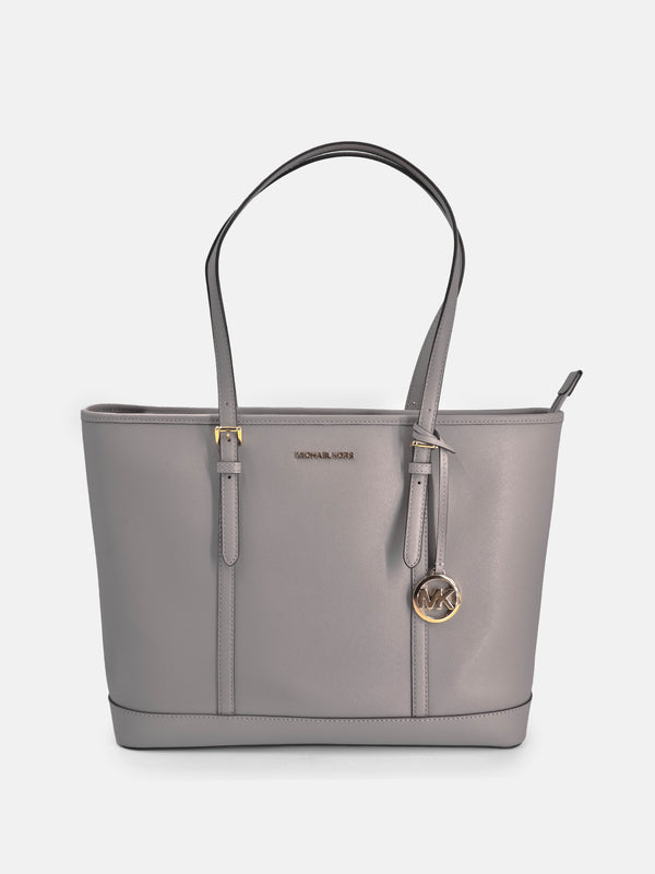 Michael Kors Jet Set Saffiano Zip Top Tote Bag - Pearl Grey