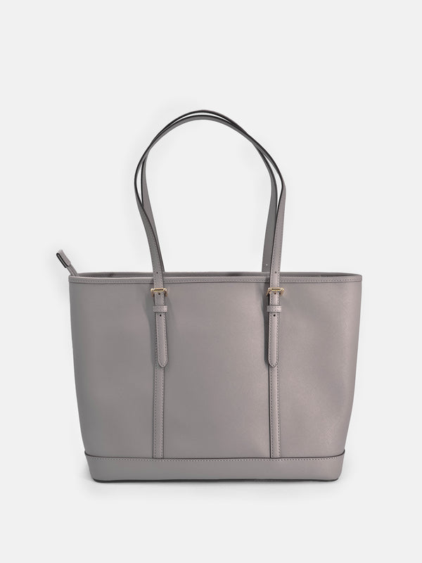 Michael Kors Jet Set Saffiano Zip Top Tote Bag - Pearl Grey