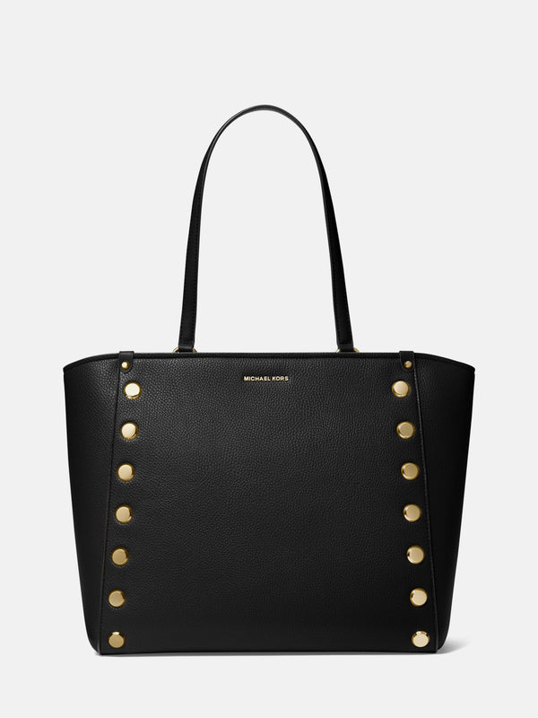 Michael Kors Holly Large Studded Faux Leather Tote Bag - Black