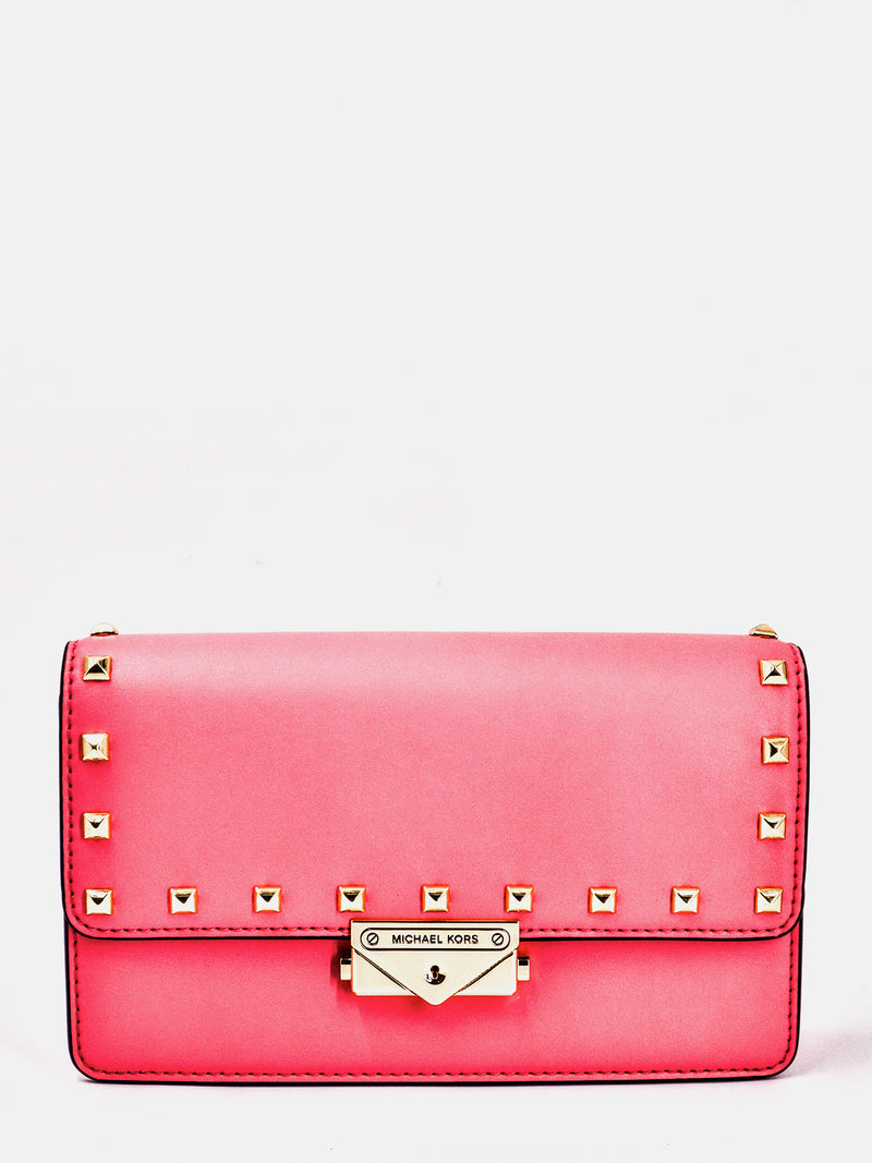 Michael Kors Cece Medium Studded Faux Leather Clutch - Pink