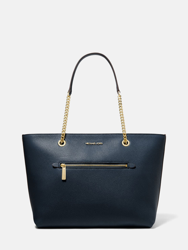 Michael Kors Jet Set Large Pebbled Leather Tote Bag - Navy
