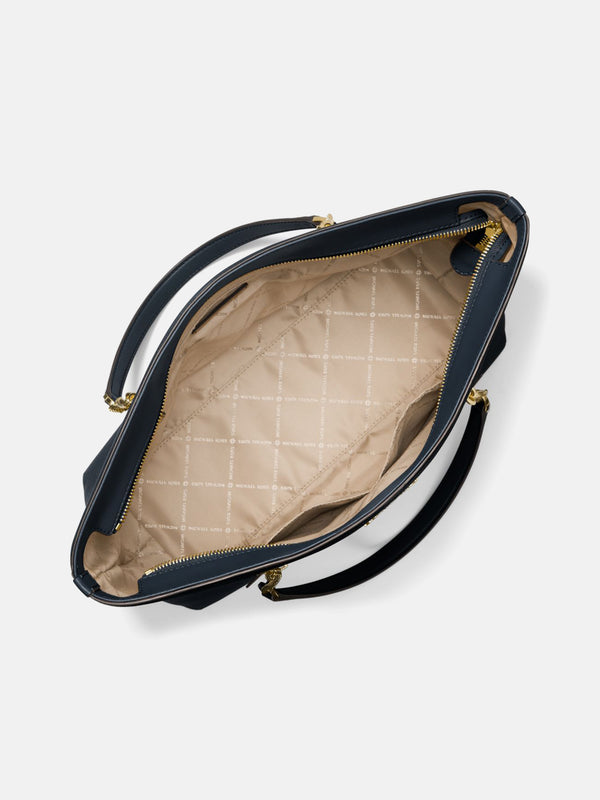 Michael Kors Jet Set Large Pebbled Leather Tote Bag - Navy