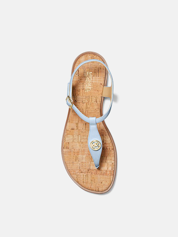 Michael Kors Mallory Leather T-Strap Sandal - Pale Blue