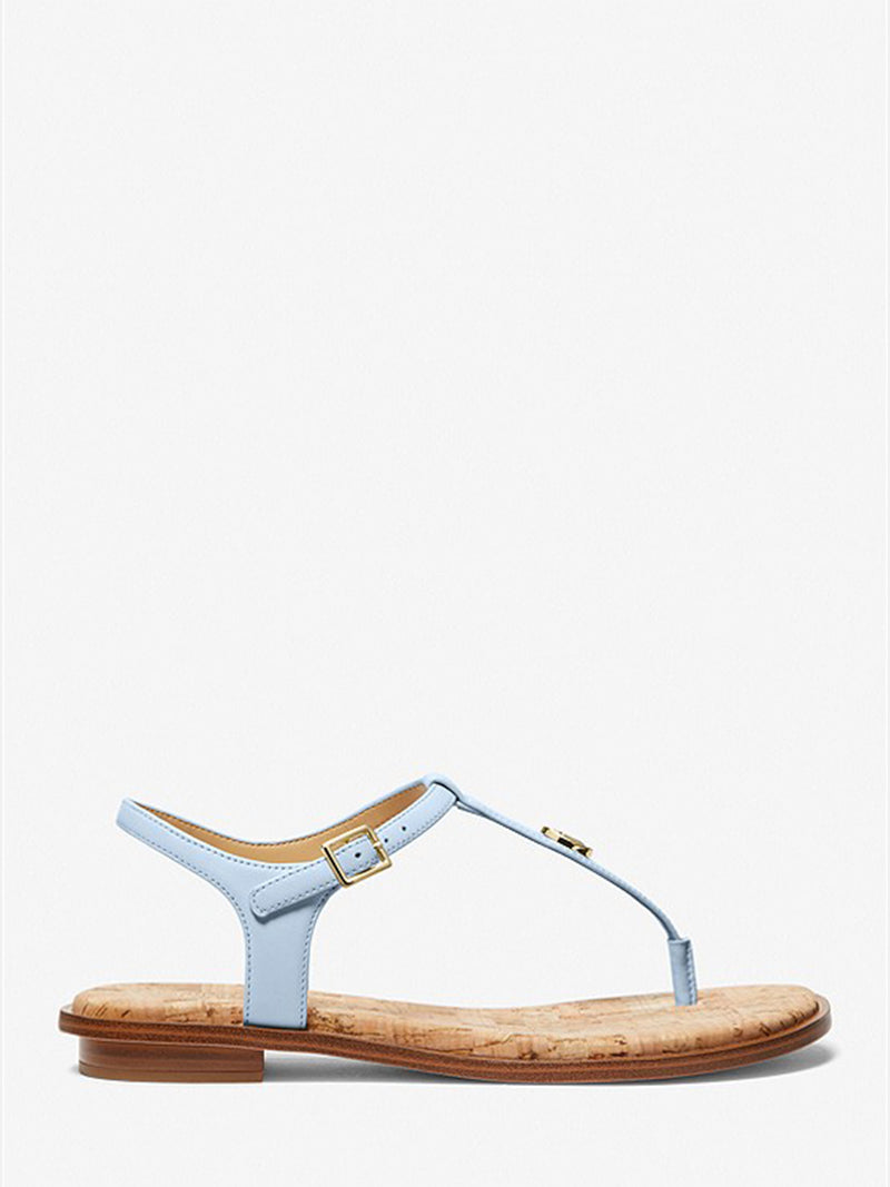 Michael Kors Mallory Leather T-Strap Sandal - Pale Blue