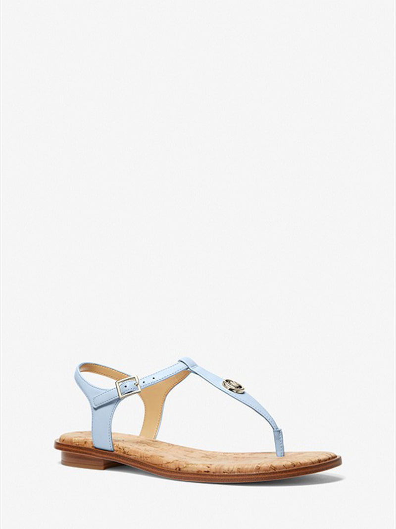 Michael Kors Mallory Leather T-Strap Sandal - Pale Blue