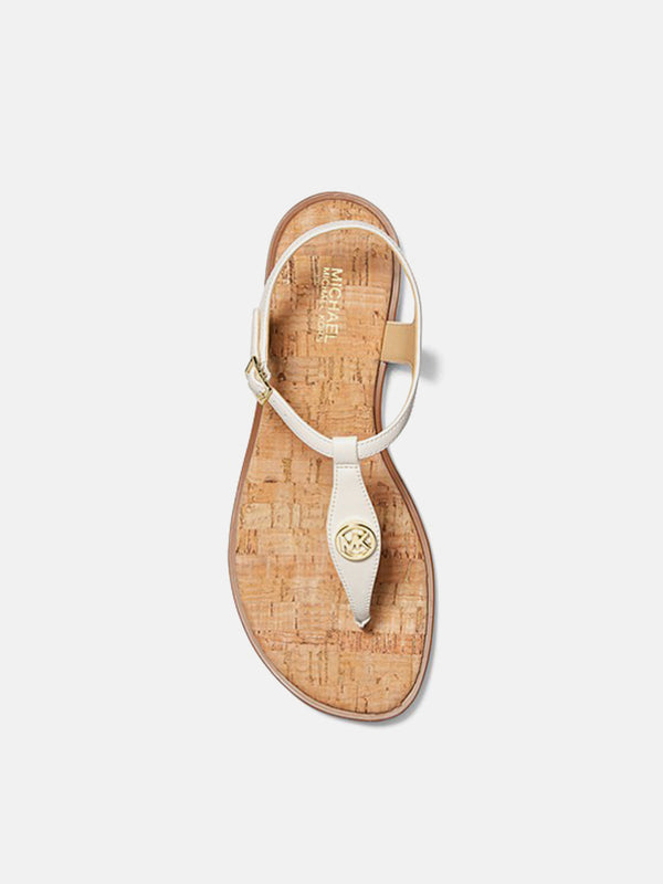 Michael Kors Mallory Leather T-Strap Sandal - LT Cream