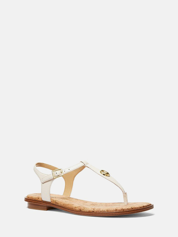 Michael Kors Mallory Leather T-Strap Sandal - LT Cream