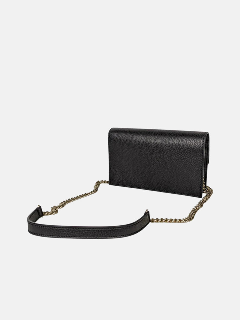 Gucci GG Interlocking Crossbody Chain Wallet - Black