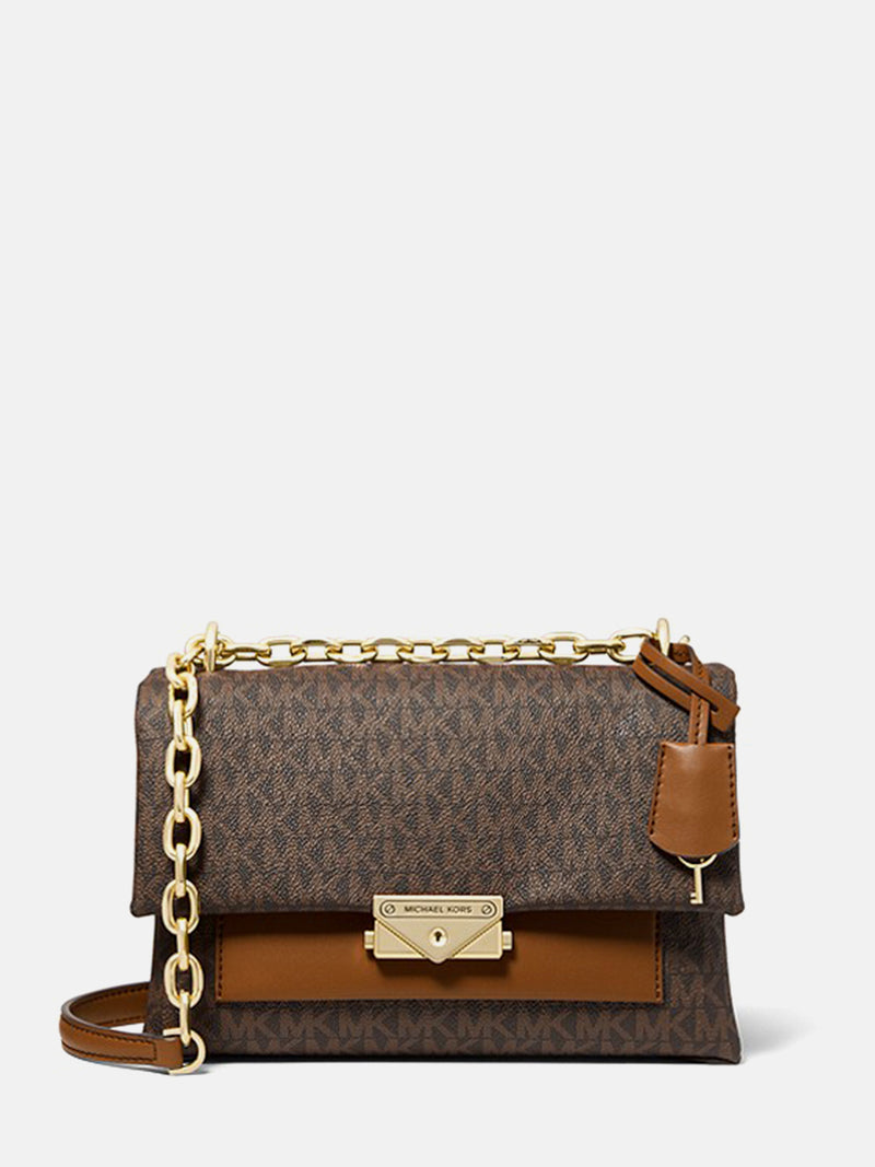 Michael Kors Cece Medium Flap Pkt Shoulder Bag - Signature Brown