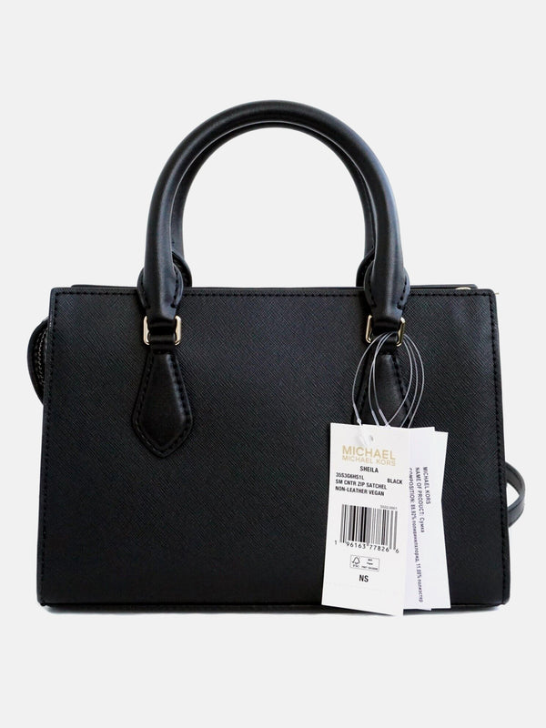 Michael Kors Sheila SM Zip Satchel Handbag - Black