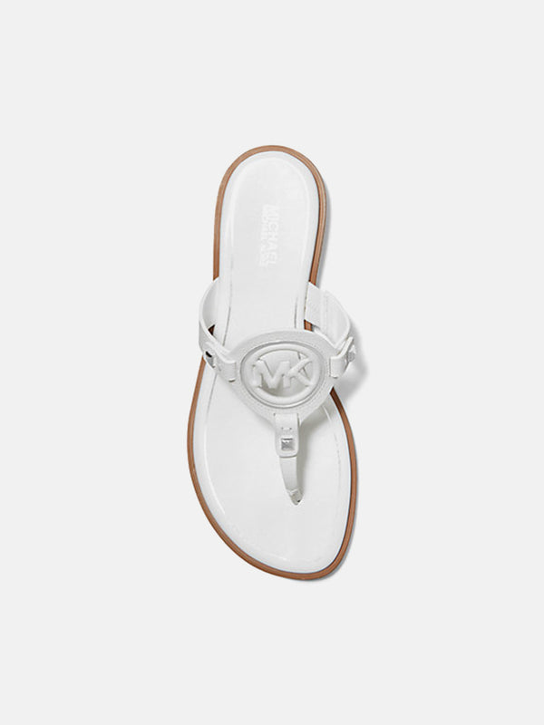 Michael Kors Aubrey Cutout Leather T-Strap Sandal - Optic White