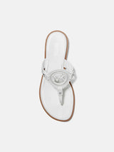 Michael Kors Aubrey Cutout Leather T-Strap Sandal - Optic White (Defected)