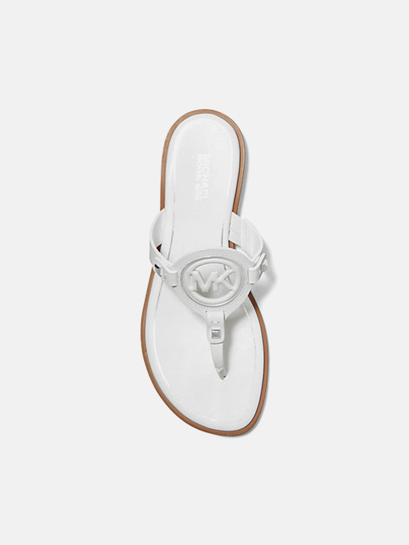 Michael Kors Aubrey Cutout Leather T-Strap Sandal - Optic White