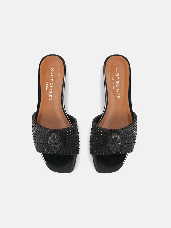 Kurt Geiger London Kensington Flat Drch Crys Slide - Black