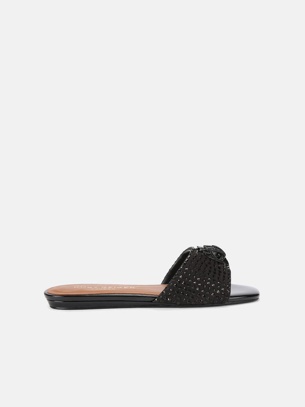 Kurt Geiger London Kensington Flat Drch Crys Slide - Black