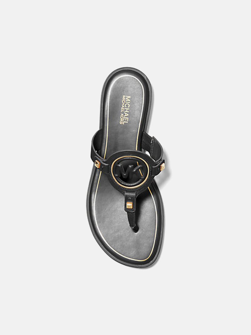 Michael Kors Aubrey Cutout Leather T-Strap Sandal - Black
