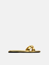 Zara Leather Crisscross Sandals - Gold