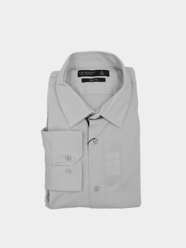 Primark Men's Slim Fit Formal Shirt - Light Grey