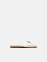 Zara Embellished Flat Vinyl Sandals - Clear