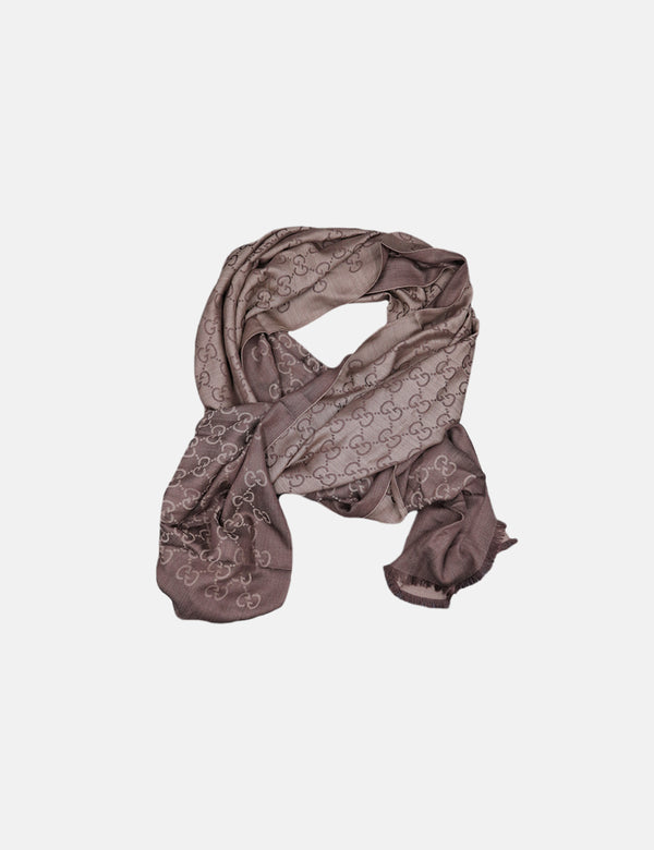 Gucci Large GG Jacquard Pattern Knitted Scarf - Brown