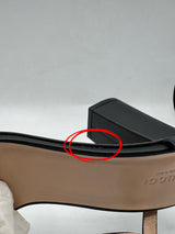 Gucci Black Leather Horsebit Ankle Strap Sandals - Black (Defected)